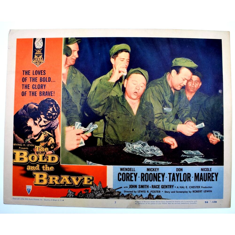 1956 The Bold and the Brave Original Movie Lobby Card Mickey Rooney # 56